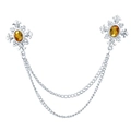 Silver fringe cross collar chain brooch with yellow gemstones and rhinestones - Silver Base Yellow Rhinestone