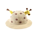 Beige giraffe fisherman hat for toddlers with brown polka dots and cute 3D animal horns - 50cm / Khaki