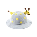 Light gray bucket hat with yellow polka dots and cute 3D giraffe horns for kids - 50cm / Blue