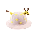 Pink toddler bucket hat with yellow polka dots and a 3D cartoon giraffe design - 50cm / Pink