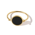 Minimalistische goudkleurige armband met een centrale zwarte ronde inleg van malachiet - Zwarte Agaat Schijf / Goud + Zwart