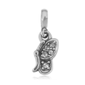 Detailed close-up of a silver butterfly charm with sparkling crystal stones on white background - T06-Butterfly