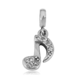 Close-up of silver musical note charm with sparkling crystals for DIY bracelets - T18-Music Note