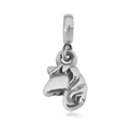 Silver unicorn head charm pendant in polished 316L stainless steel for DIY bracelets - T13-Unicorn