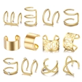 12-teiliges Gold-Ear-Cuff-Set mit minimalistischen Draht- und Kristalldesigns für Ohren - Gold Vielfalt Stil (12 Vielfalt Gold)