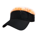 Kreative schwarze Baseballkappe mit auffälliger oranger Perücke für Partys - Verstellbar 56-60cm / Schwarz + Orange