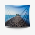 Minimalistischer Strand-Wandteppich mit blauem Ozean- und Sandstrand-Druck - 73x95cm (Gebürsteter Stoff) / Sandbank Strand (GT109600)