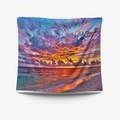 Quadratischer Wandteppich mit lebendiger Strandlandschaft bei Sonnenuntergang und Wolken - 73x95cm (Gebürsteter Stoff) / Sonnenuntergang am Strand (GT109608)