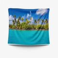 Wandteppich mit tropischem Strand, kristallblauem Meer und Palmen für Zimmerdeko - 73x95cm (Gebürsteter Stoff) / Tropische Insel (GT109601)