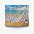 Wandteppich mit tropischer Strandlandschaft, blauem Meer und weißem Sand - 73x95cm (Gebürsteter Stoff) / Tropische Seeküste (GT109606)