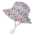 Detail of floral baby sun hat with adjustable chin strap and breathable cotton fabric - Rose