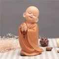 Cute brown resin monk figurine in a praying pose for desktop zen home decoration - 1034-4 Looking Up Praying