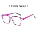 Modern oversized purple metal cat-eye frames with stylish cut-out design - Purple
