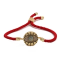 Rotes geflochtenes Armband mit goldenem Zirkon-Böser-Blick-Anhänger, verstellbares Design - Rot / Goldzubehör