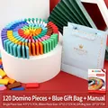 120-piece colorful wooden domino set with a light blue prince gift bag and manual - 120 Pieces Dominoes Blue Gift Bag Style 1