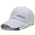 Weiße atmungsaktive Mesh-Baseballkappe mit SportStyle-Druck und langem Schirm für Sommer - Verstellbar / Weiß