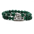 Double-layer malachite beaded bracelet with silver Buddha head and textured tube - Long Tube Buddha Head Style
