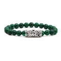 Malachite beaded bracelet set featuring a silver engraved tube in ethnic style - Bent Tube Accessory