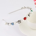 Elegant silver flower headband with colorful rhinestones and imitation pearls - Style 14-Silver