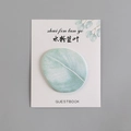 Leaf shaped sticky notes with blue-green watercolor texture and decorative paper base - Blue Leaf (Blue)