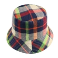 Gedetailleerde weergave van een kleurrijke geruite vissershoed in vintage Harajuku-stijl - Multicolor Grote Ruit Stijl (9)