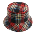 Vintage Harajuku stijl vissershoed met een klassiek rood en blauw geruit patroon voor - Rood Blauw Zwart Beige Ruit (5)
