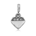 Silver heart pendant in 316L titanium steel with three sparkling round gemstones - T11-Heart with Stones