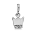 Detailed view of silver crown charm with three clear crystals for DIY jewelry making - T09-Crown