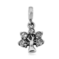 Silver tree charm in 316L stainless steel with clear crystals for DIY bracelets - T20-Tree of Life