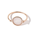 Rose gold bangle with natural round crystal inlay and smooth polished finish - Rose Gold + White