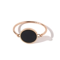 Elegant rose gold bracelet featuring a minimalist round black stone inlay for women - Rose Gold + Black