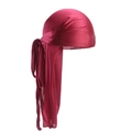 Men's wine red satin durag headscarf with silky finish and long tail design - One Size / Burgundy
