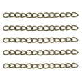 Detail view of five bronze extension chains for DIY jewelry making on white background - 5cm / Bronze