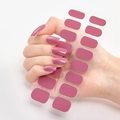 Deep pink solid color nail stickers set with 16 strips and professional model display - Bean Paste Red CS016