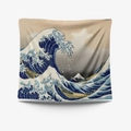 Japanese Great Wave off Kanagawa tapestry made of premium fabric in square shape - 73X95CM / Brushed Fabric / Classic Blue Wave (GT104525)