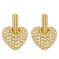 Funkelnde goldene Herz-Ohrhänger mit Pavé-Kristallen für einen minimalistischen Luxus-Stil - Weiß