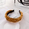 Braided velvet headband in mustard yellow with a stylish thick twisted knot design - Turmeric