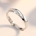 Minimalistischer Ring aus Sterlingsilber mit gedrehtem Design und offener Ringschiene - 925er Silber / Herren Verstellbar