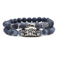 Set di braccialetti con perline grigio-blu, ciondolo a elefante e perle metalliche - Set Elefante
