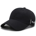 Black cotton baseball cap with The Most embroidered strap and metal ring detail - Adjustable / Black