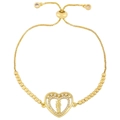Bracciale a catena dorata minimalista con cuore in zirconi e ciondolo religioso - Ciondolo Religioso a Cuore