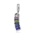 316L stainless steel rectangular charm with colorful set stones for DIY jewelry - T17-Rainbow Bar