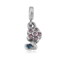 316L titanium steel flower pendant with pink and blue crystals for DIY jewelry - T12-Flower