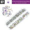 Detailed macro view of 12-grid storage box with 2000pcs mixed size silver AB nail rhinestones - Silver Bottom AB Colorful (Approx 2000pcs Mixed)
