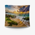 Arazzo decorativo rettangolare con tramonto realistico sulla spiaggia e rocce muschiose - Gt109605 / 73X95CM (Tessuto spazzolato)