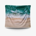 Arazzo da parete con spiaggia e onde marine in tessuto blu e sabbia chiara - Gt109613 / 73X95CM (Tessuto spazzolato)
