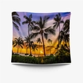 Wandteppich mit tropischem Strand-Sonnenuntergang und Palmen für Wohnzimmerdekor - 73x95cm (Gebürsteter Stoff) / Palmbaum Sonnenuntergang (GT109610)