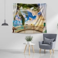 Bohemian tapestry featuring tropical island sunset and terrace for room wall decor - 73X95CM (Brushed Fabric) / Tropical Sunset-GT103552
