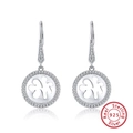 Elegant 925 sterling silver drop earrings featuring hollow floral pendants and cubic zirconia - Hollow Flower Pendant / Hollow Flower (SE129)