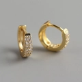 Elegante goldene S925 Sterling Silber Creolen mit mikroversetzten Kristall-Zirkonia - 925er Silber / Gold